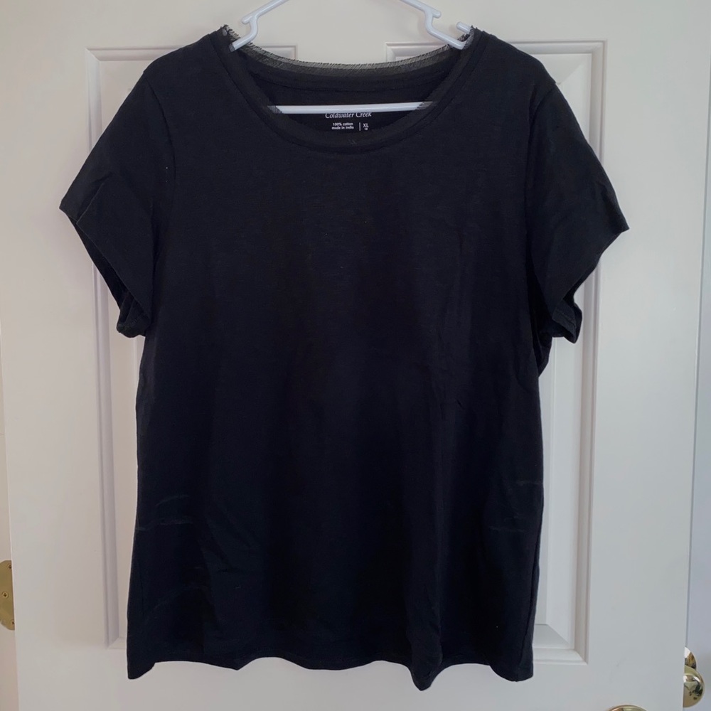 Coldwater Creek Cotton Black Short Sleeve Tee